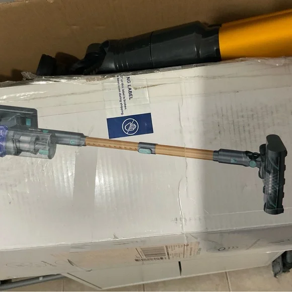 Cordless Vacuum Cleaner with Blue and Tan Accents - Picture 4 of 6